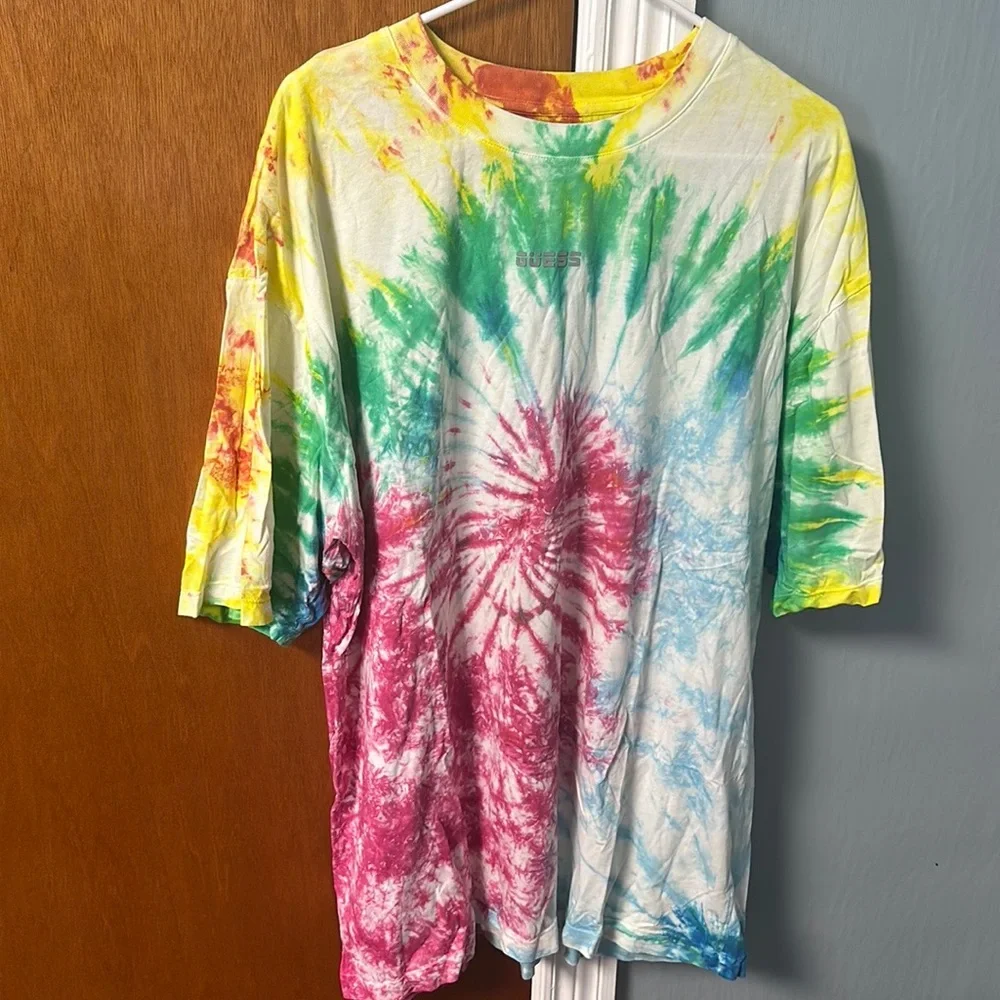 GUESS JEANS Tie Dye Oversized T-shirt XL - Picture 2 of 8